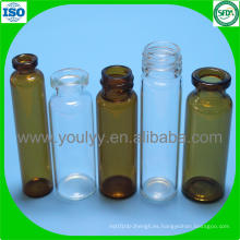 Vial de vidrio tubular transparente y ámbar